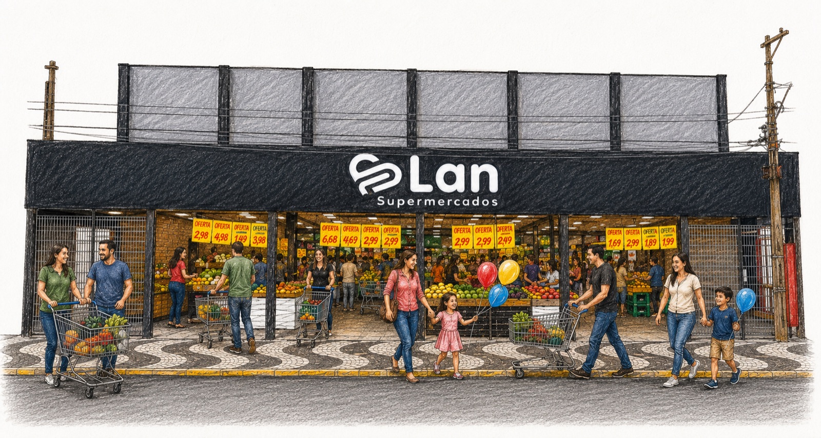 Fachada do Lan Supermercados na Rua Floriano Peixoto